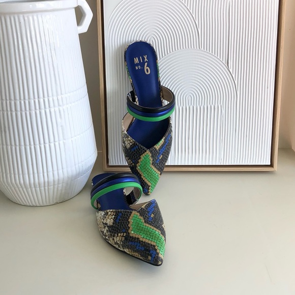 Mix No. 6 New Izabela snake skin blue green black flats Size 6 - Picture 12 of 17